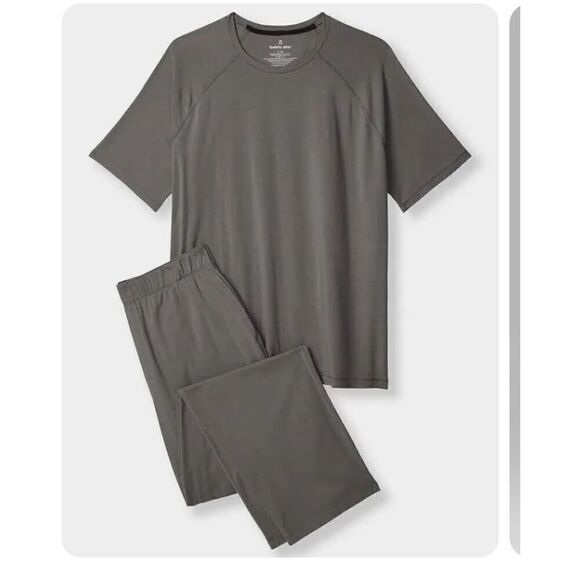 XL plus cotton rayon 2 piece pajama set pants short sleeve tee nwt tommy john - Picture 2 of 5